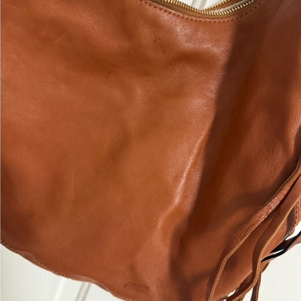 USED SLIGHTLY- Michael Kors Brown Crossbody Boho Leather Fringe Hobo Bag - Picture 5 of 11